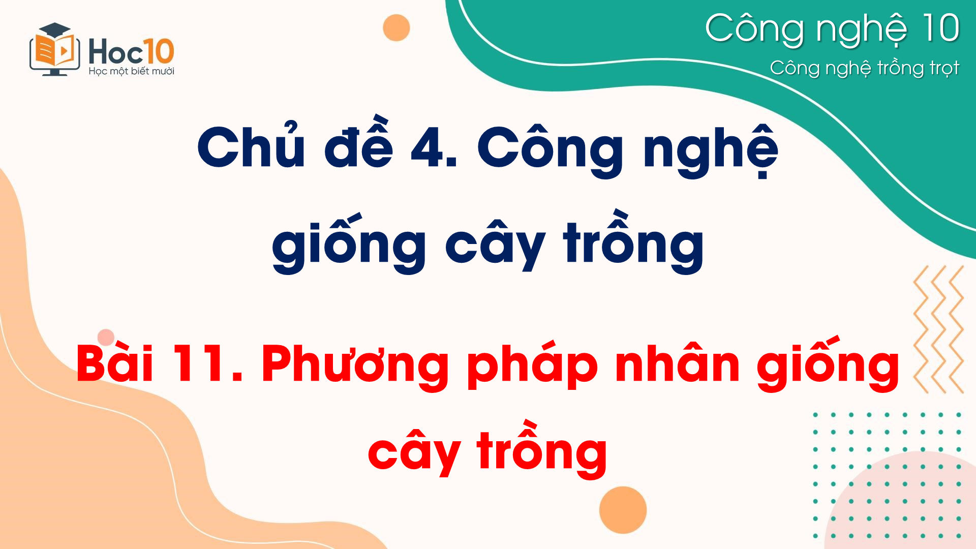 CN Trồng trọt - Bài 11 Phương pháp nhân giống cây trồng
